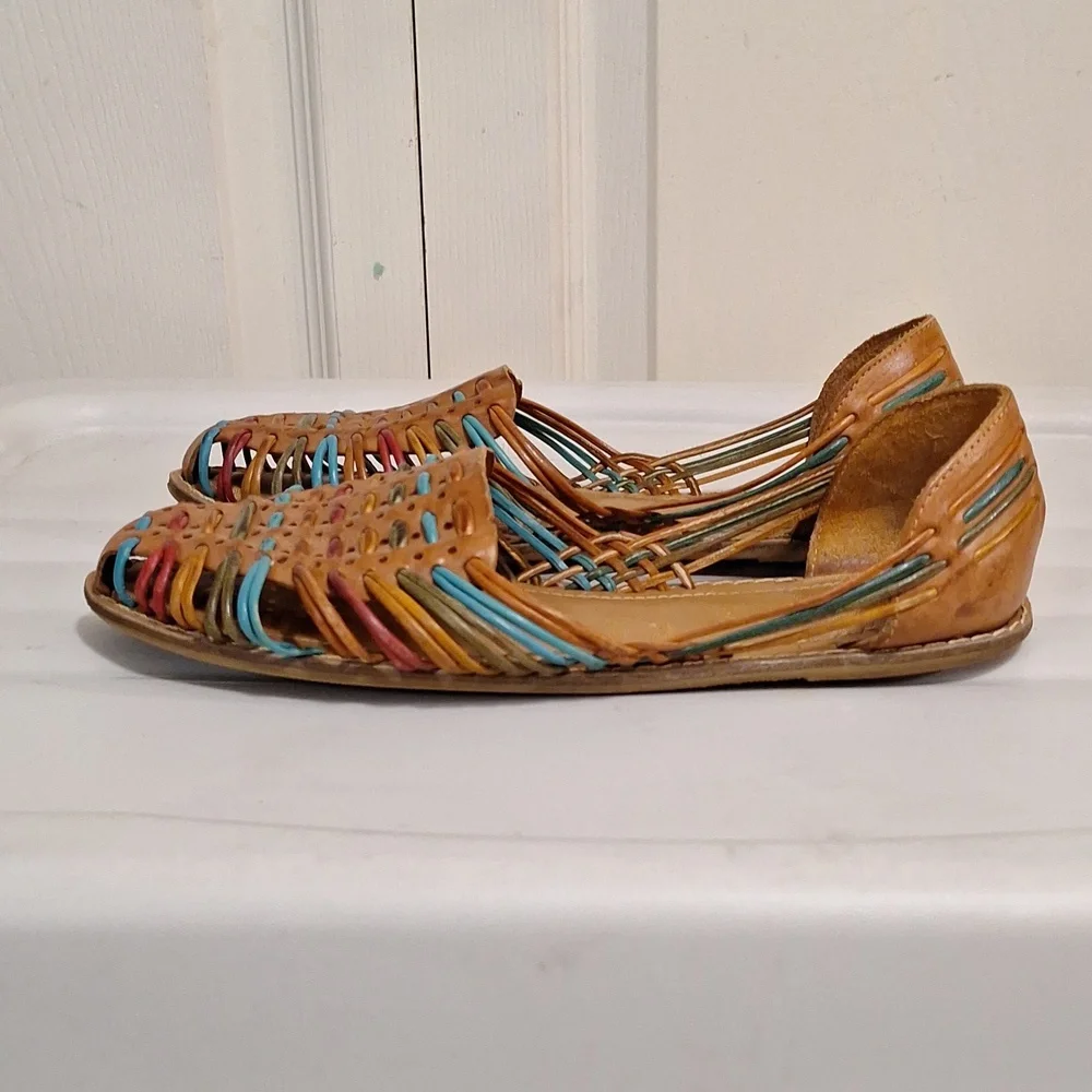 Bass huaraches woven leather slip-ons flats - multicolor - 8